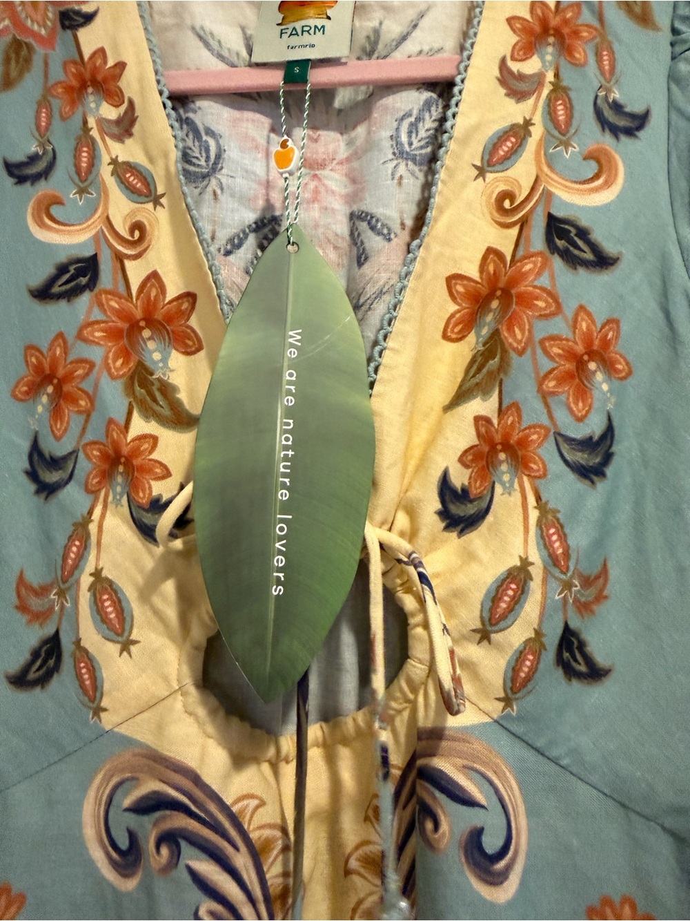 NWT Farm Rio Floral Bird Print Maxi Dress Blue Yellow Size S - Picture 5 of 7